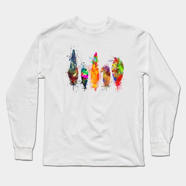 Painted feathers Long Sleeve T-Shirt by aleibanez